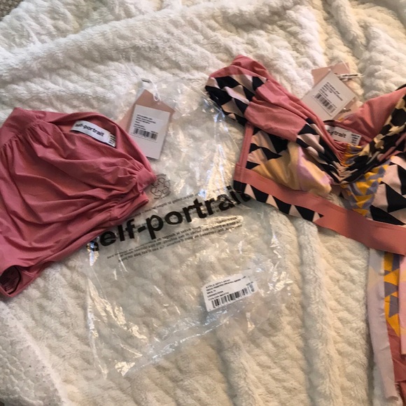 SELF-PORTRAIT draped one shoulder bikini swim set - Picture 3 of 6